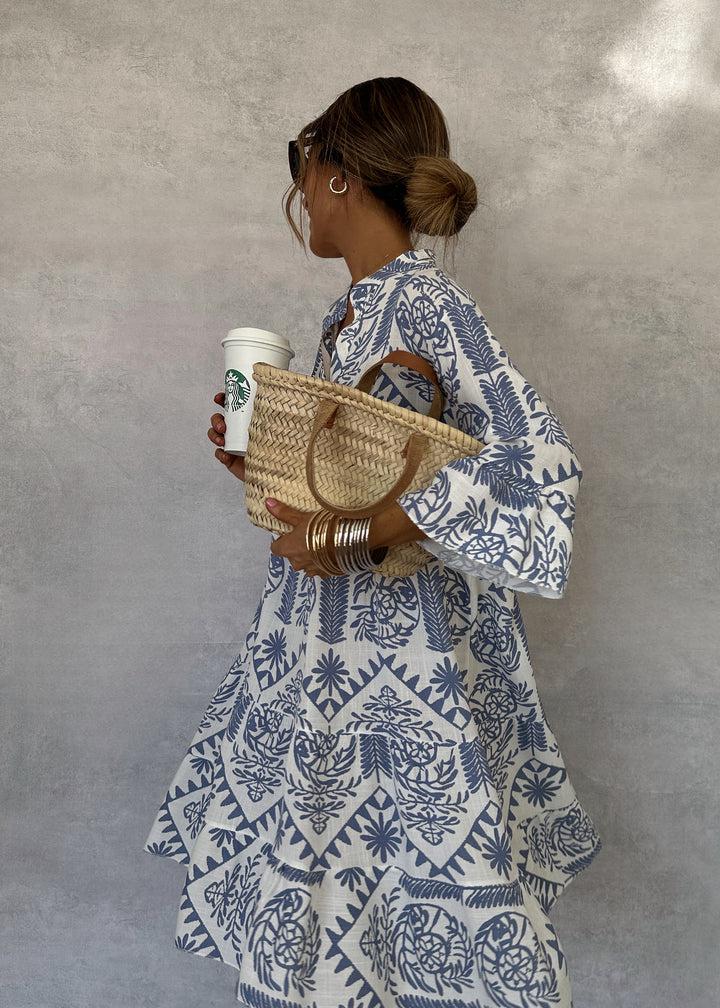 Maelle | Boho Printed Mini Dress with Flared Sleeves