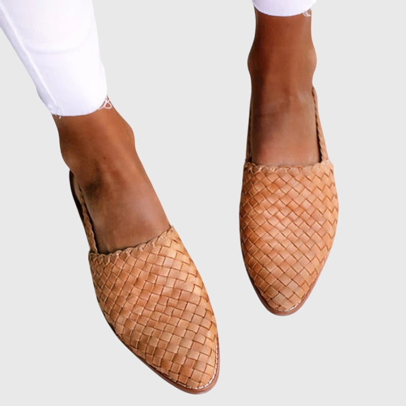 Alessia | Woven Pointed Toe Flat Mules