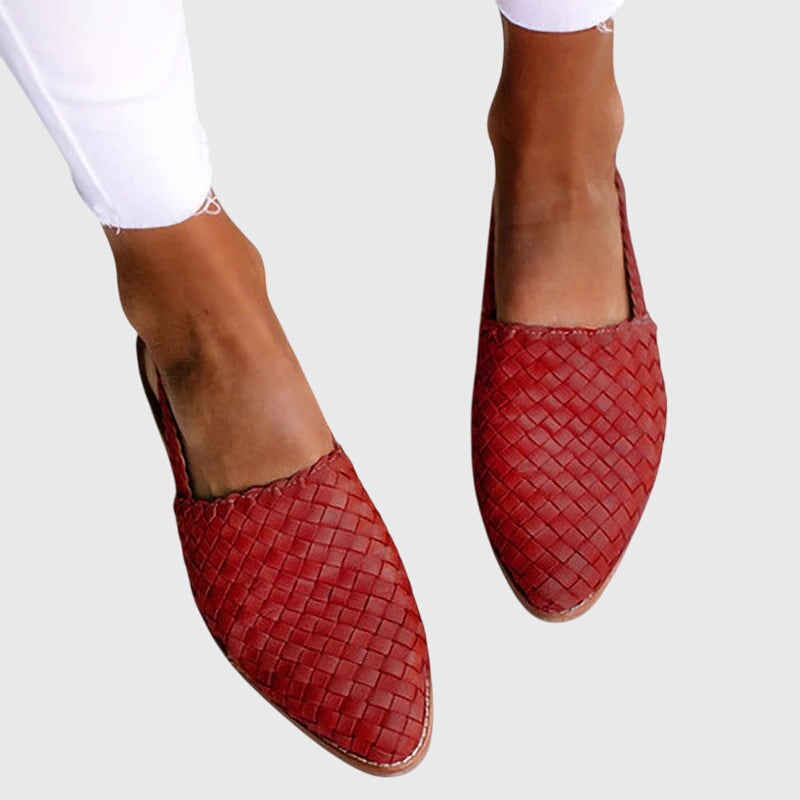 Alessia | Woven Pointed Toe Flat Mules