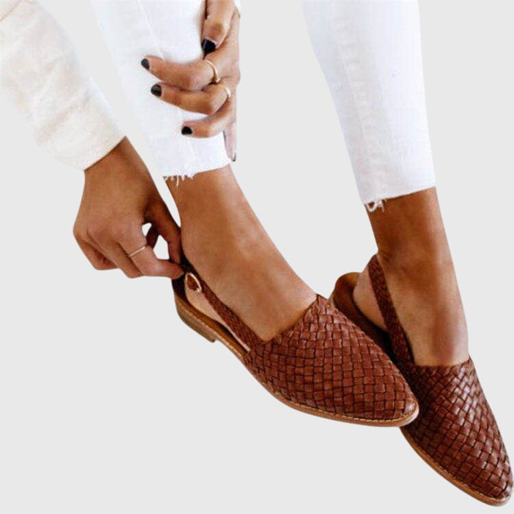 Alessia | Woven Pointed Toe Flat Mules