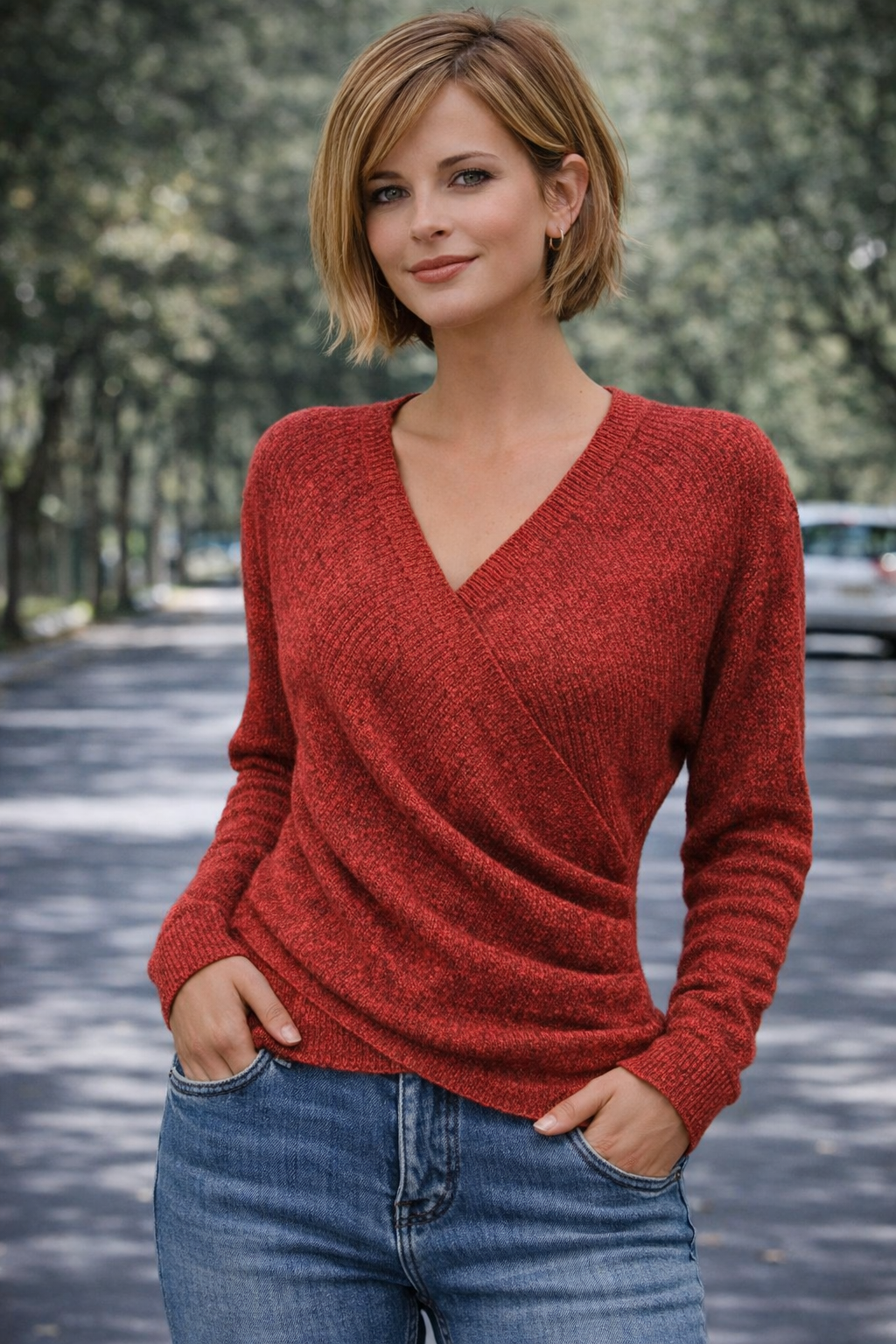Jenny | Women's Soft Knit V-Neck Pullover Sweater