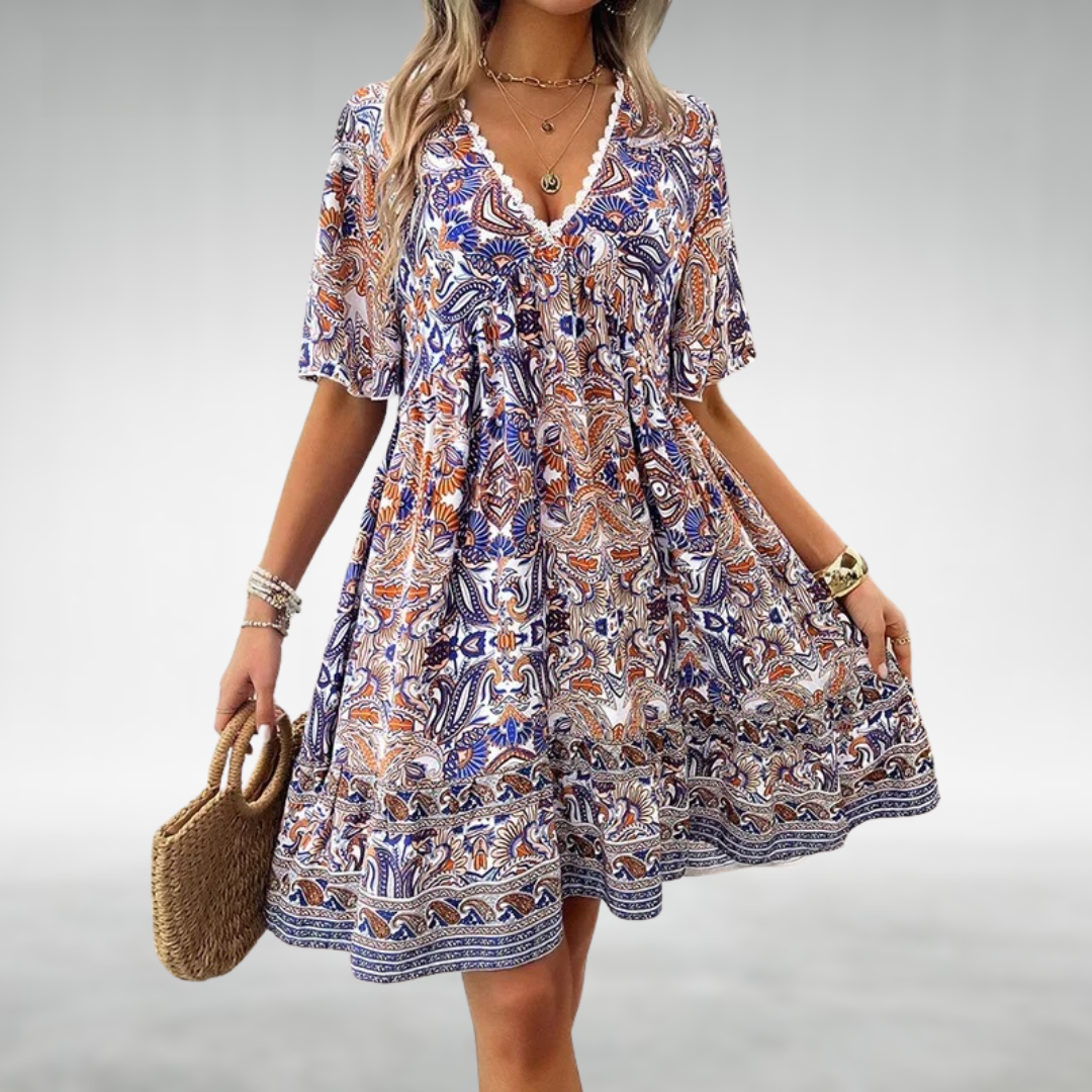 Lila | Women Summer Boho Paisley Mini Dress