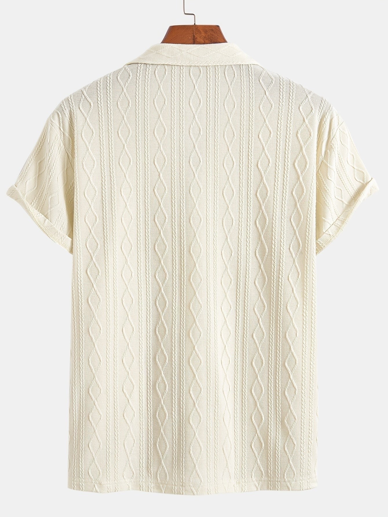 Marlon | Men's Short Sleeve Cable Knit Button Up Shirt