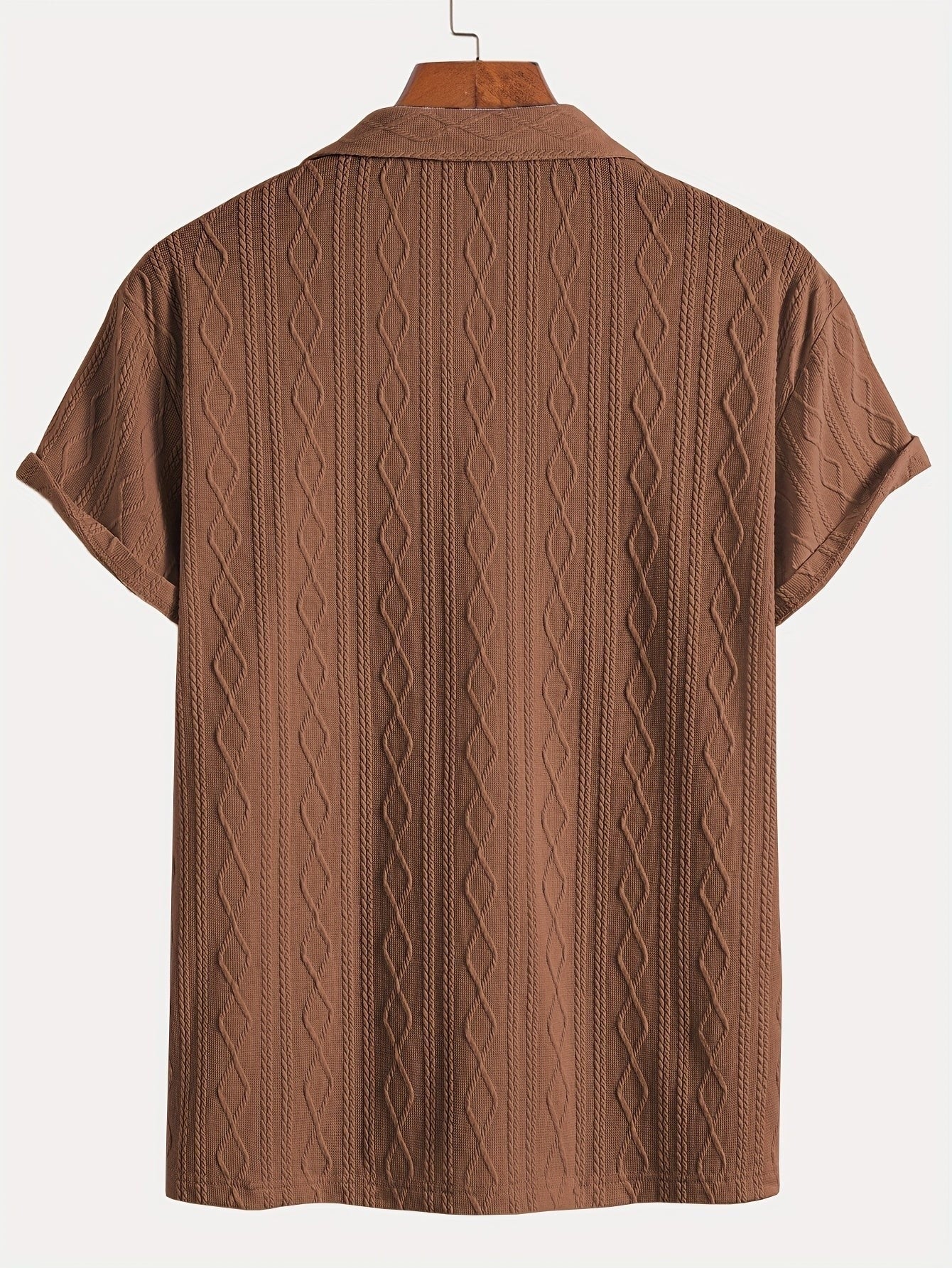 Marlon | Men's Short Sleeve Cable Knit Button Up Shirt