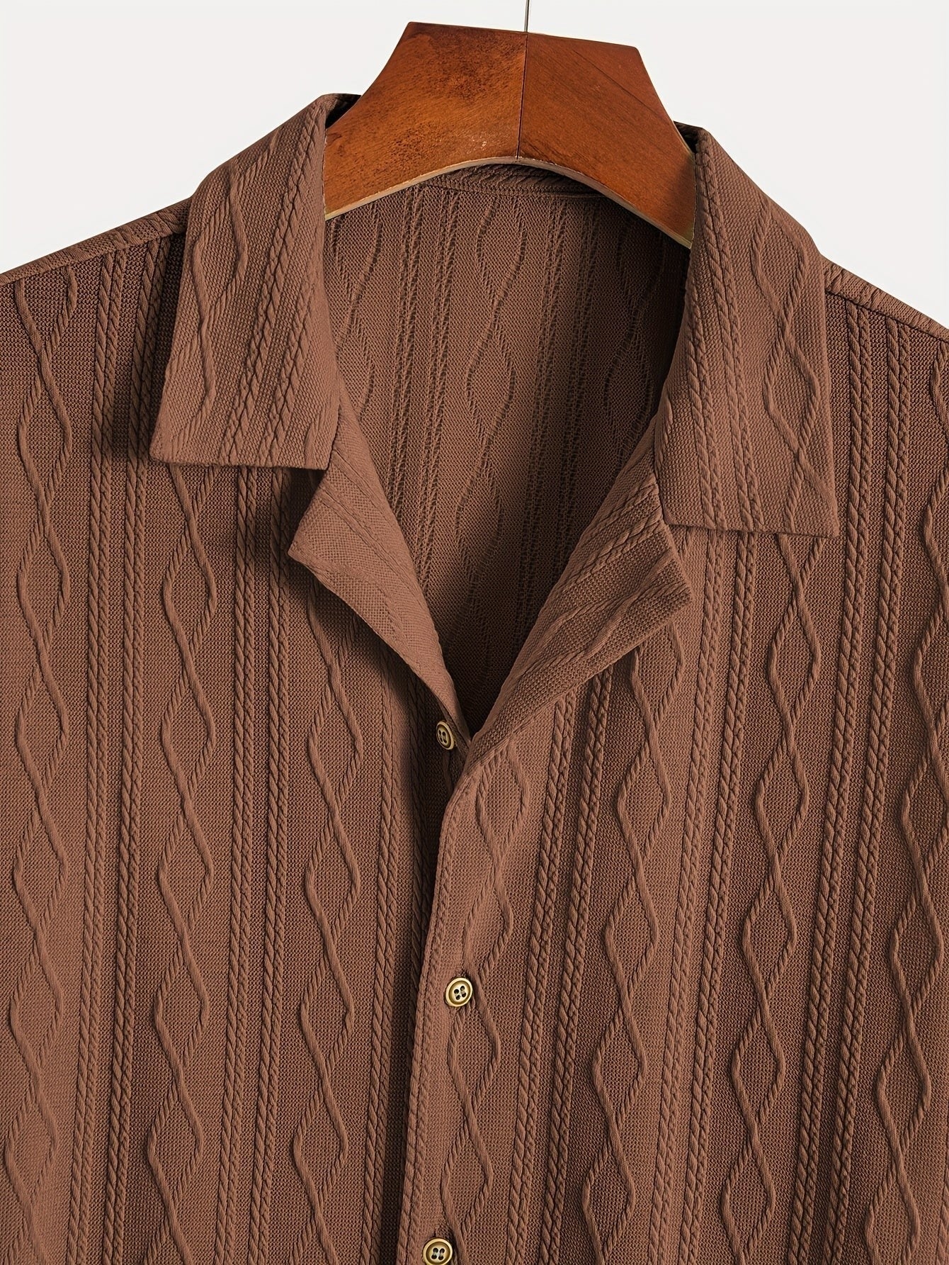 Marlon | Men's Short Sleeve Cable Knit Button Up Shirt
