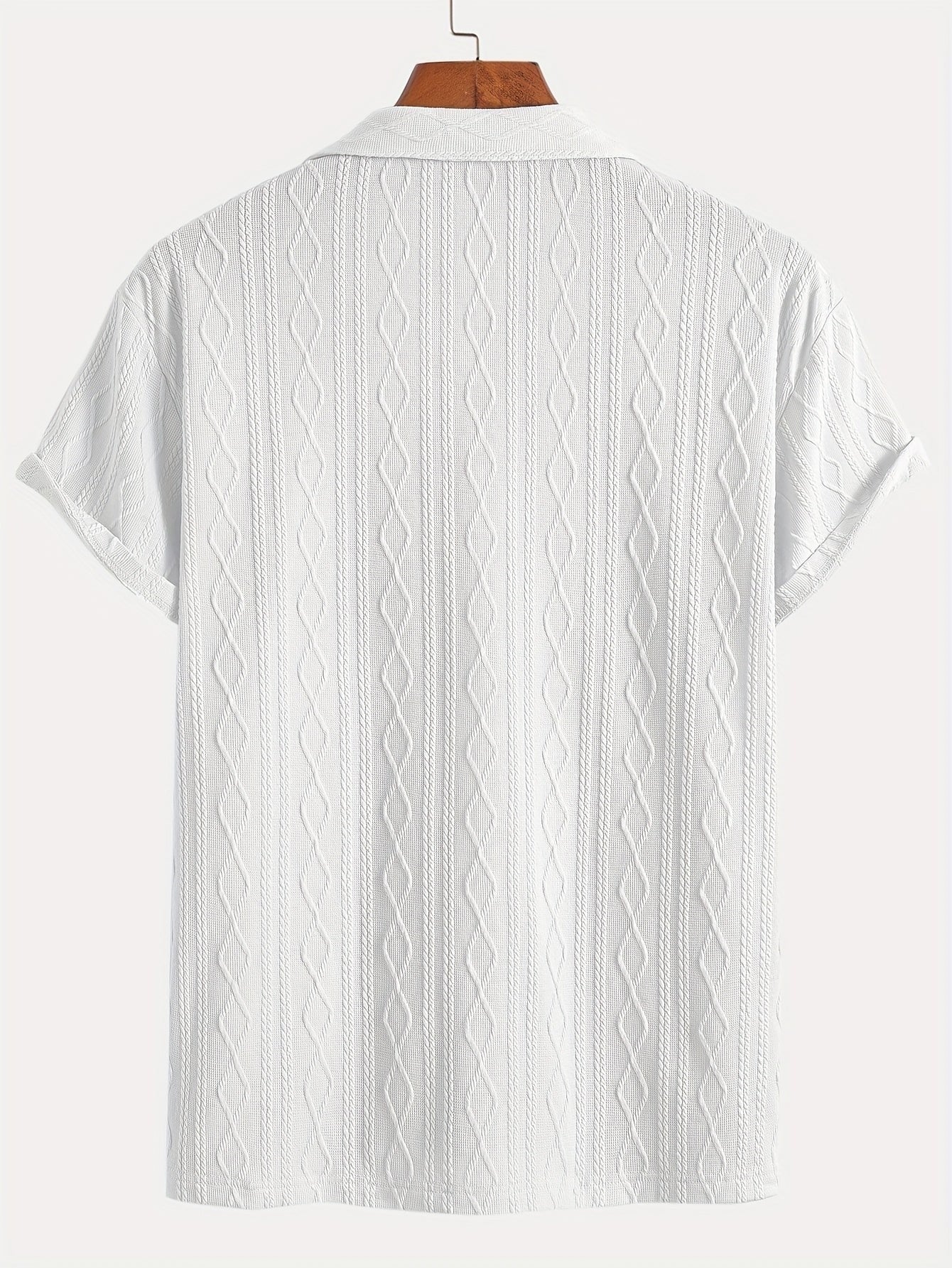 Marlon | Men's Short Sleeve Cable Knit Button Up Shirt
