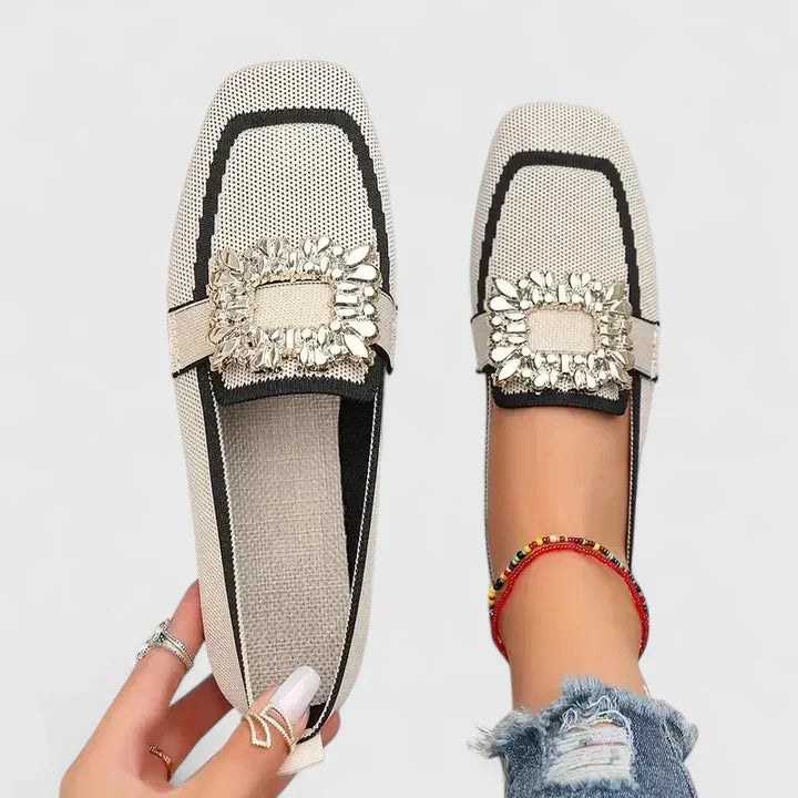 Celestine | Embellished Square Toe Loafers
