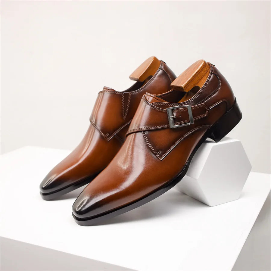 Giovanni | Men's Leather Monk Strap Dress Shoes