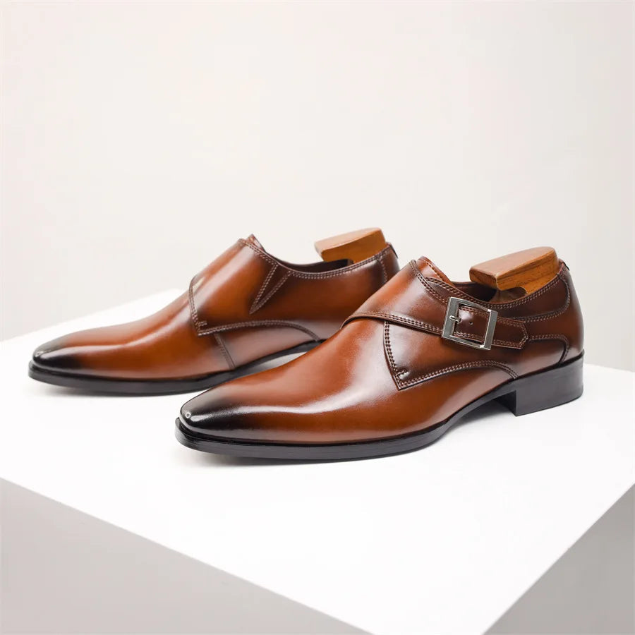 Giovanni | Men's Leather Monk Strap Dress Shoes