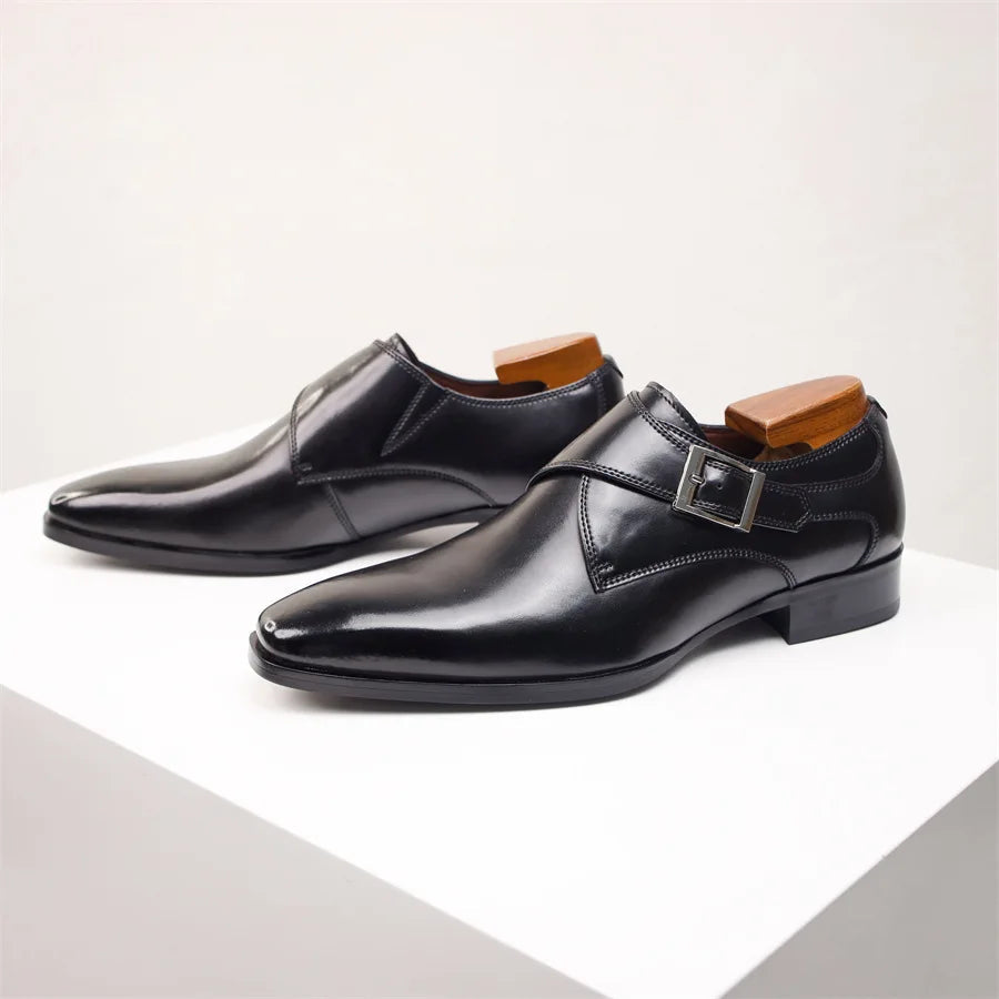 Giovanni | Men's Leather Monk Strap Dress Shoes