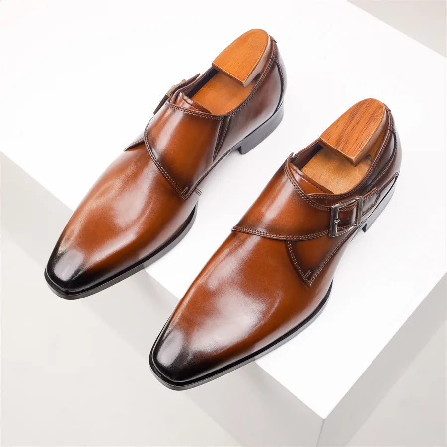 Giovanni | Men's Leather Monk Strap Dress Shoes