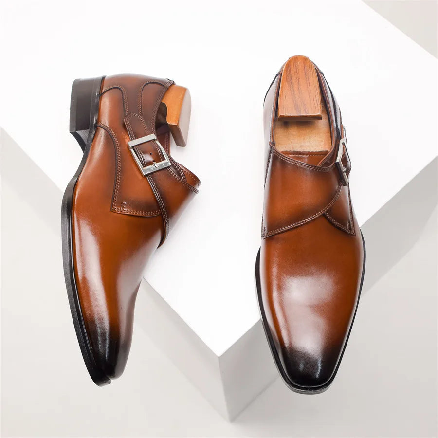 Giovanni | Men's Leather Monk Strap Dress Shoes
