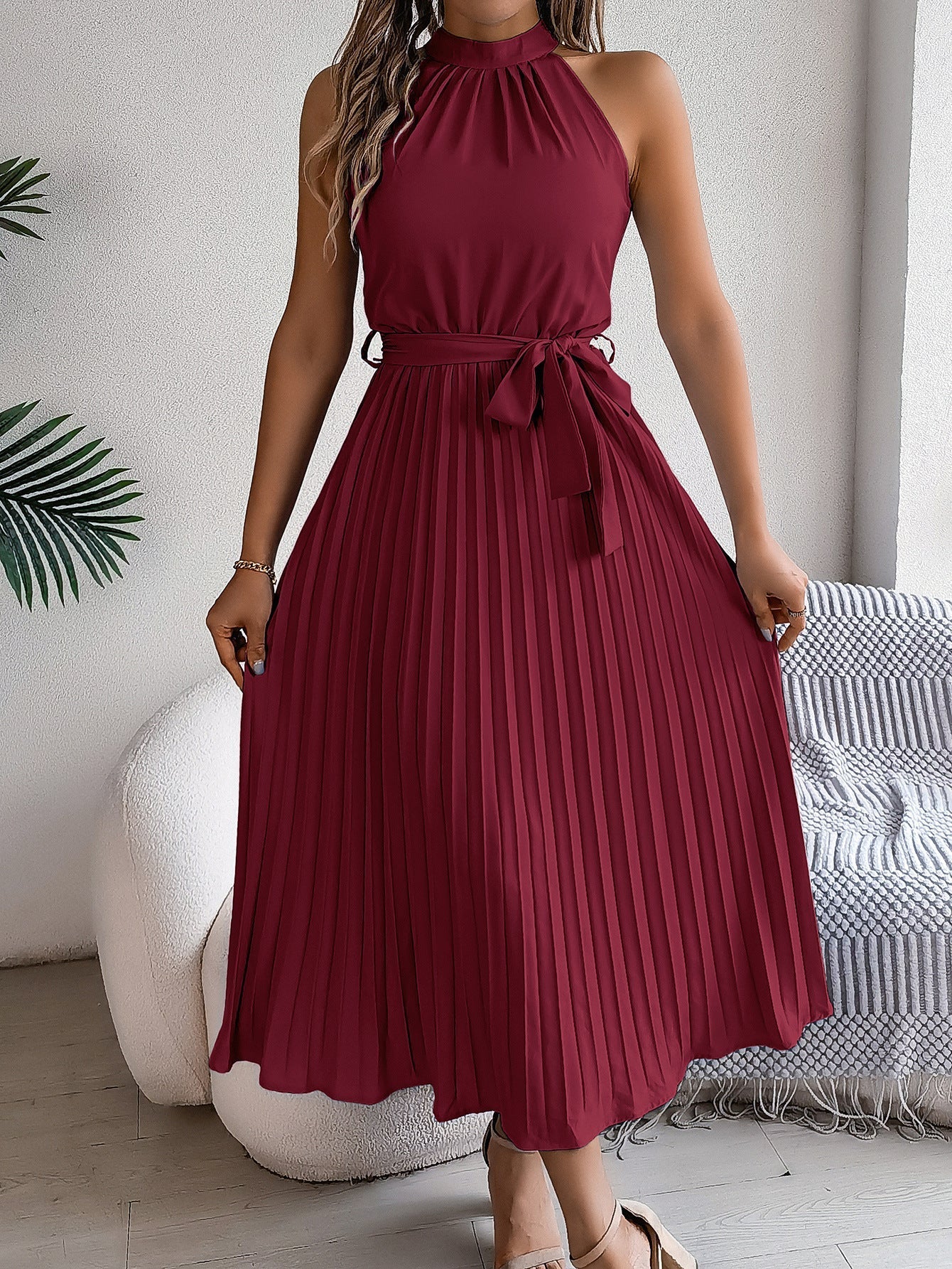 CEDRINE™ – Graceful Pleated Midi Dress 