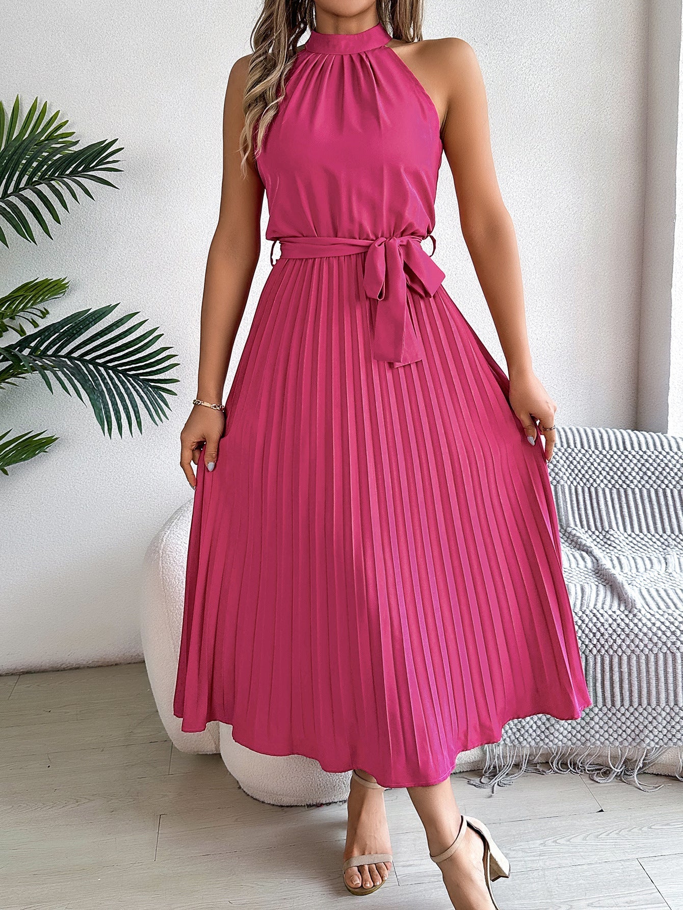 CEDRINE™ – Graceful Pleated Midi Dress 