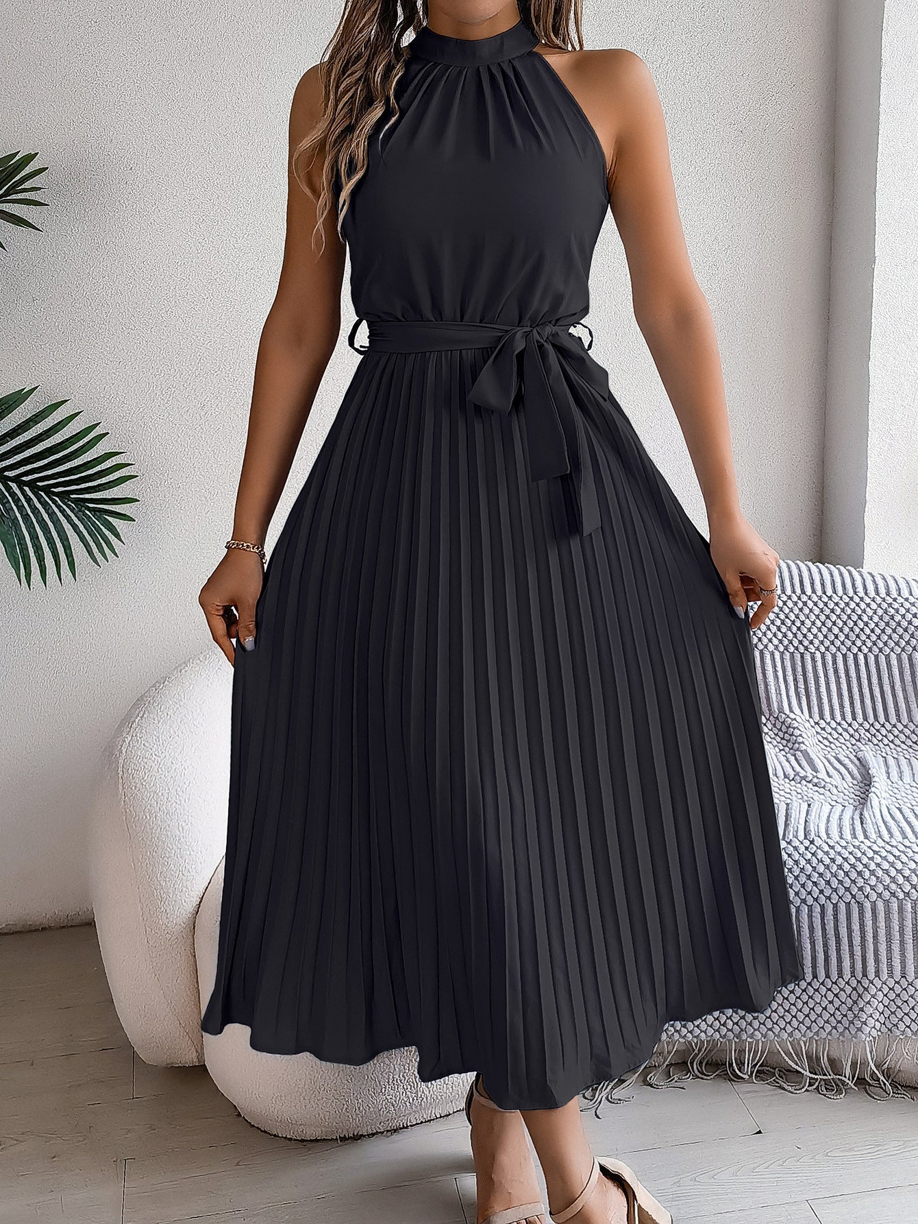CEDRINE™ – Graceful Pleated Midi Dress 