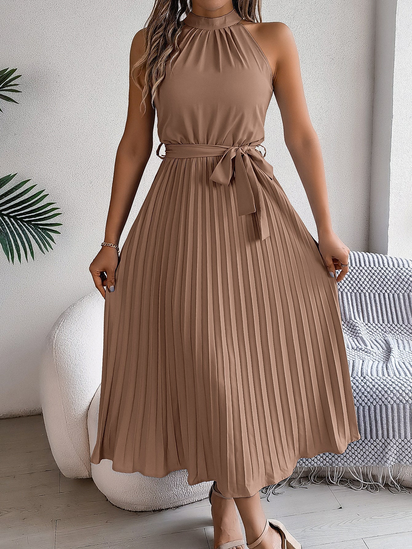 CEDRINE™ – Graceful Pleated Midi Dress 