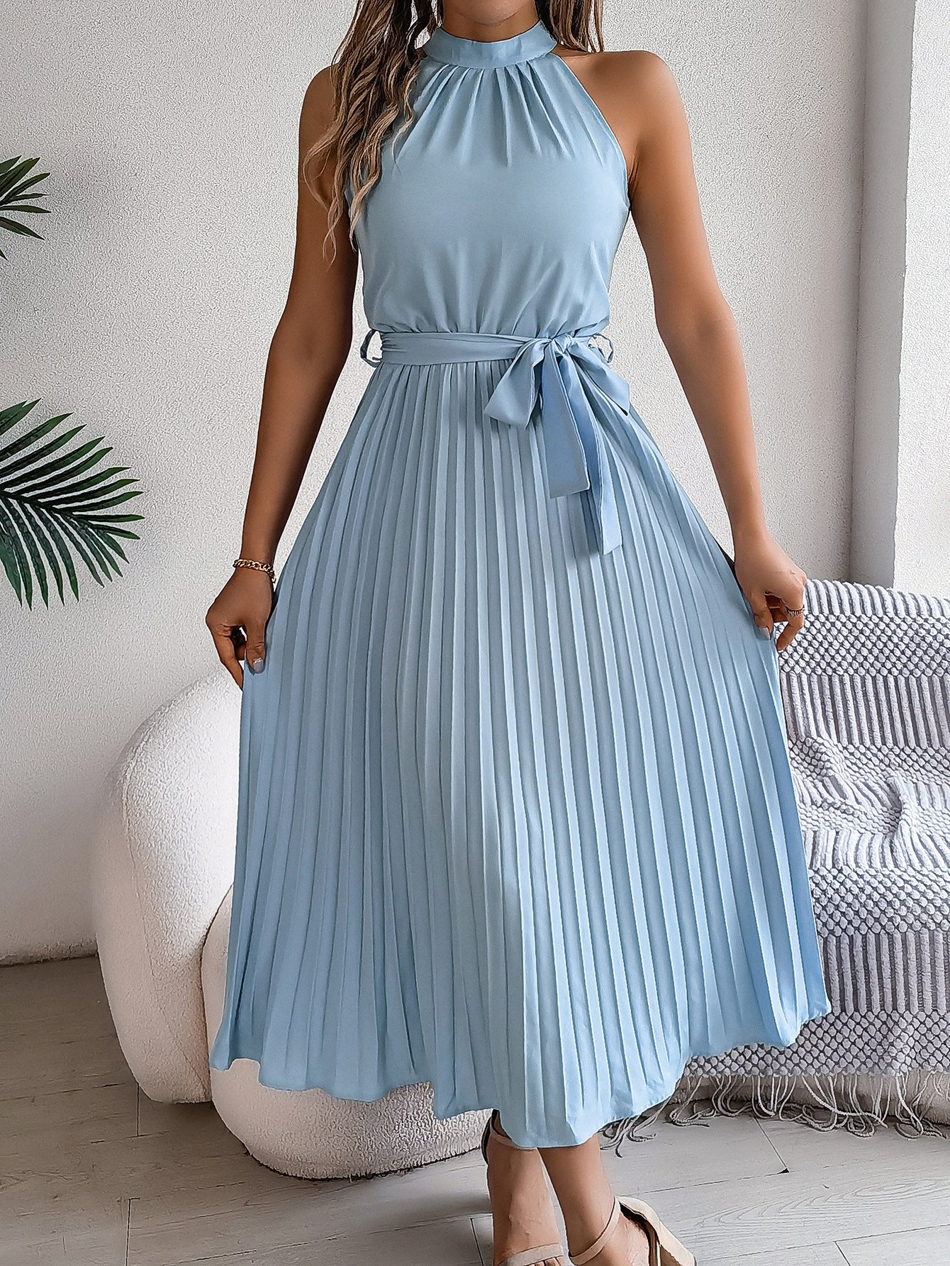 CEDRINE™ – Graceful Pleated Midi Dress 