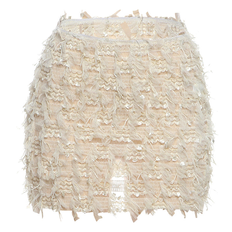 MARIA™ – Chic Fringe Detail High-Waist Mini Skirt
