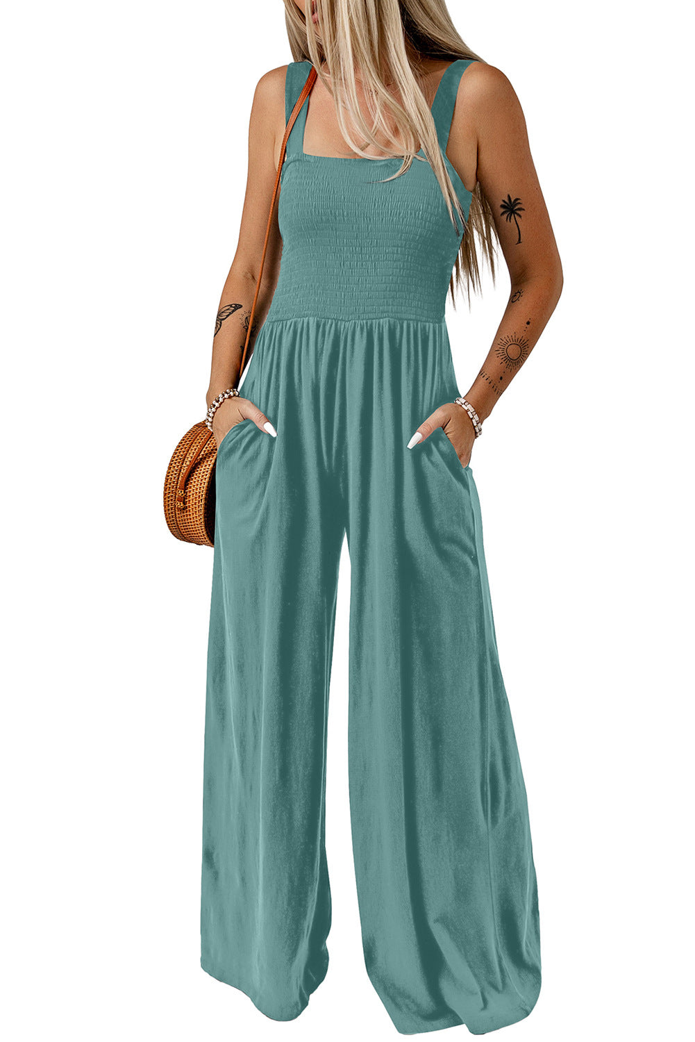 CATHLEEN™ – Lightweight Wide-Leg Square Neck Jumpsuit