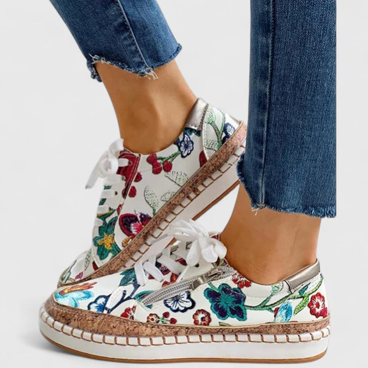 Virelle | Floral Platform Lace Up Sneakers