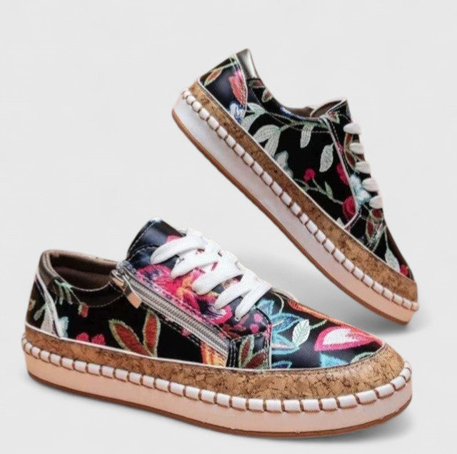 Virelle | Floral Platform Lace Up Sneakers