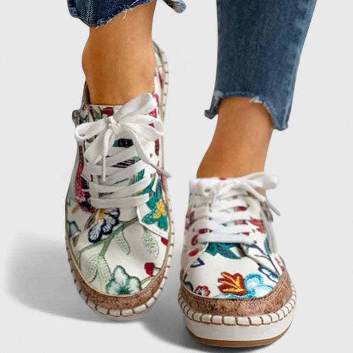 Virelle | Floral Platform Lace Up Sneakers