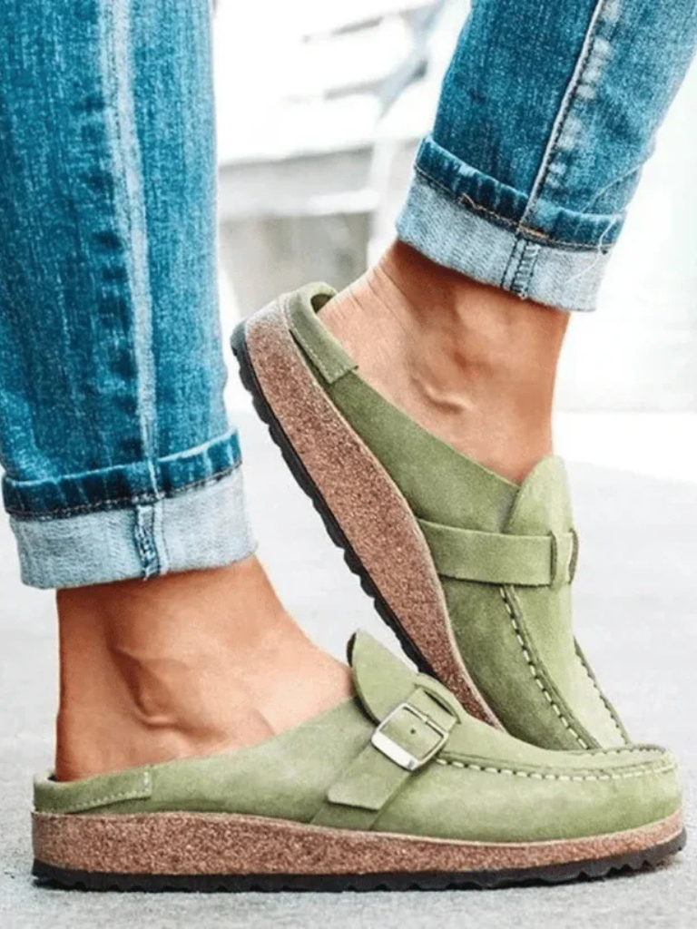 Selene | Elegant Suede Buckle Loafers