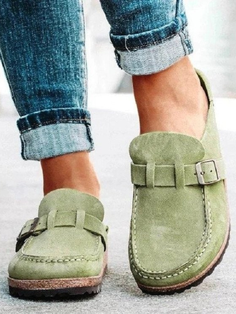 Selene | Elegant Suede Buckle Loafers