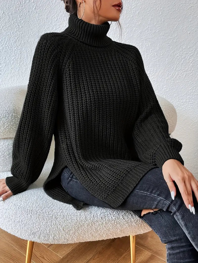 Sophia | Women’s Winter Turtleneck Ribbed Knit Sweater