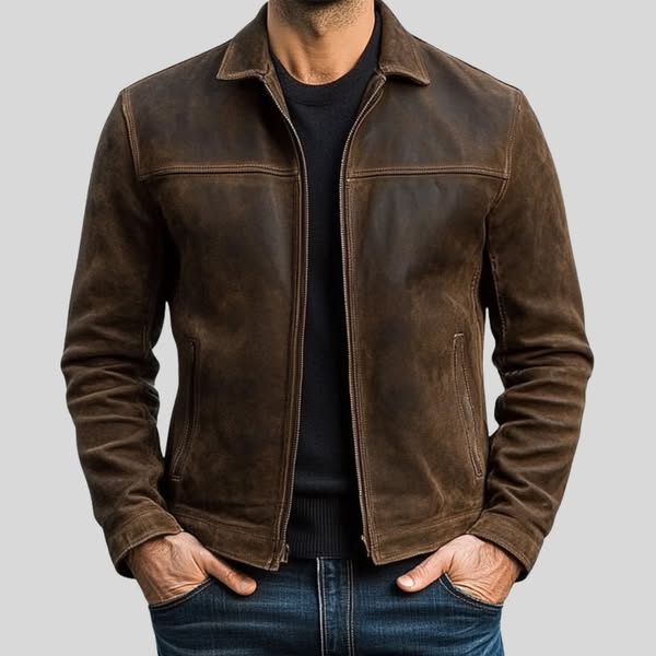 Logan | Men's Vintage Leather Zip Jacket