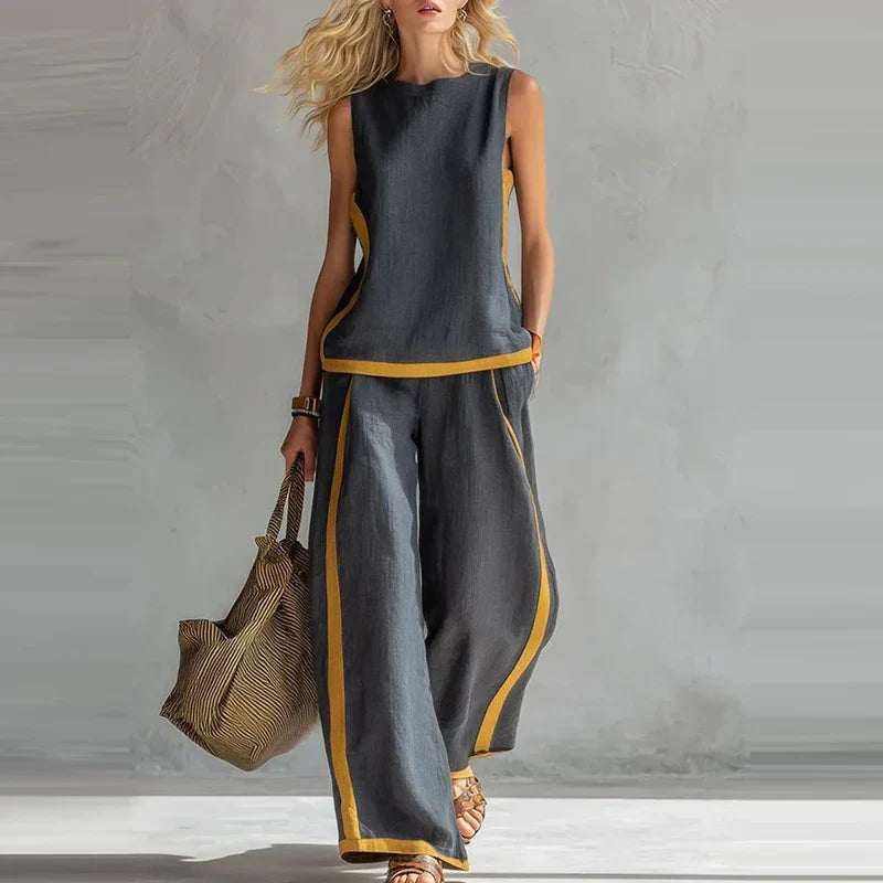 Solene | Sleeveless Top and Wide-Leg Pants Set