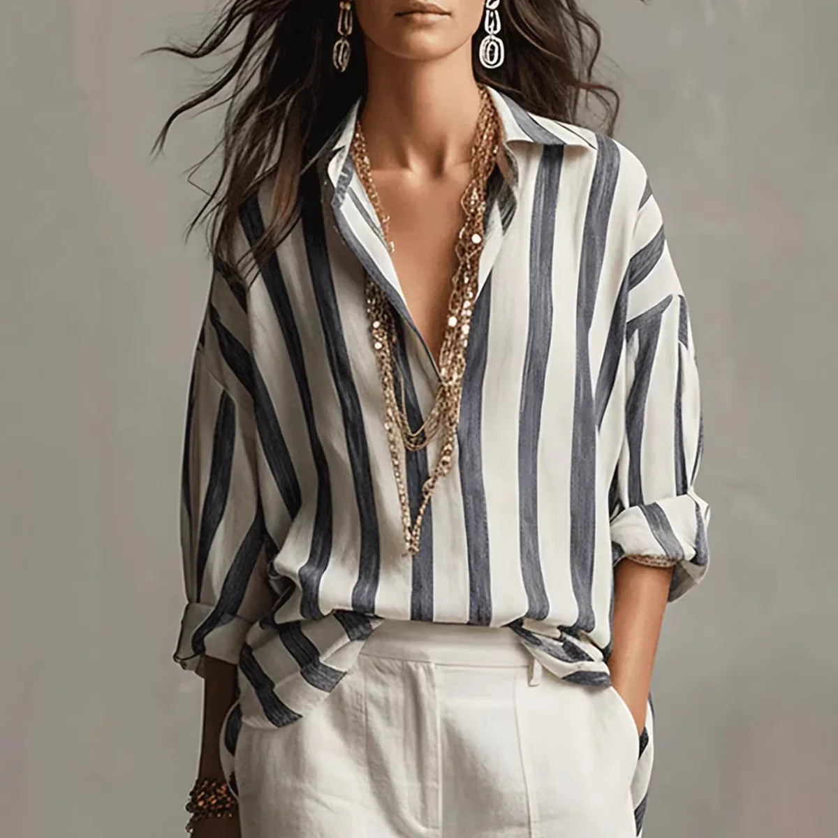 Monroe | Striped Linen Shirt Blouse