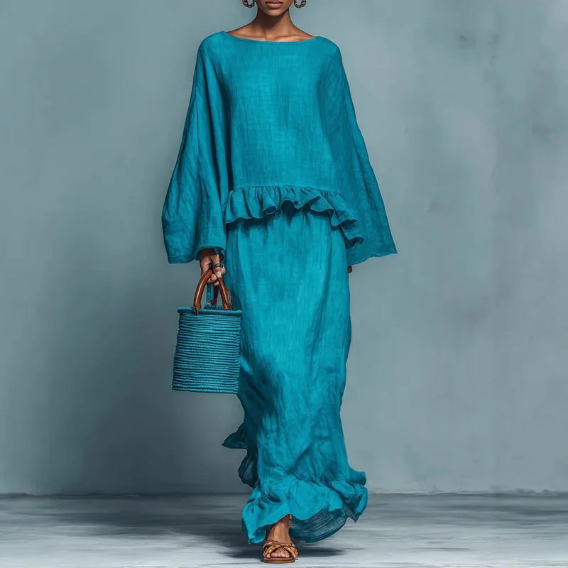 Azaria | Ruffle Top and Maxi Skirt Set