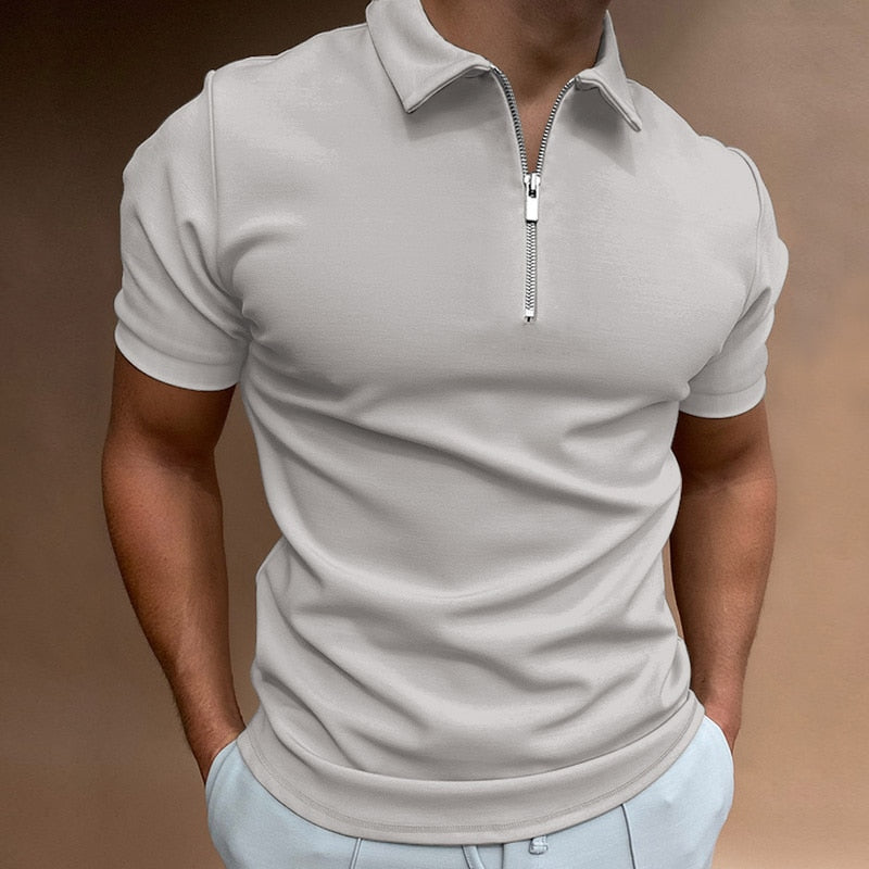 Marcus | Men's Short Sleeve Zip Polo Shirt