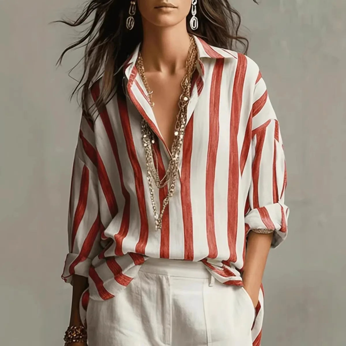 Monroe | Striped Linen Shirt Blouse