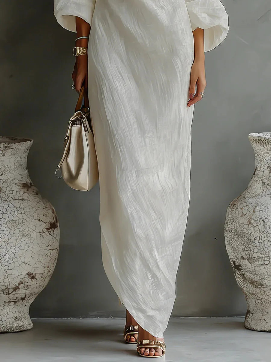 Daisy | One Shoulder Linen Maxi Dress Beach Vacation Dress