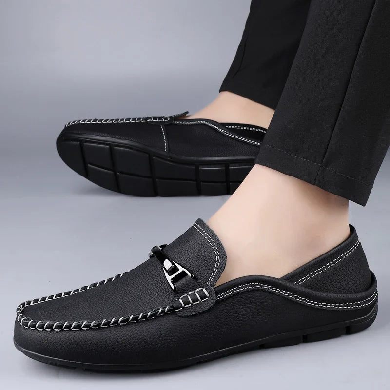Marco | Classic Leather Loafers with Metal Detail