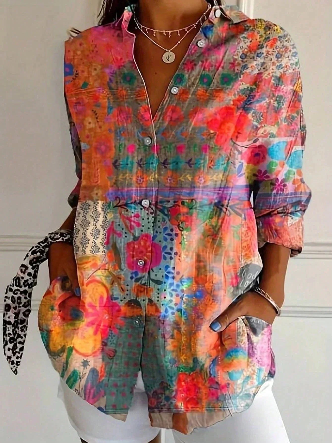 Lunara | Chic Floral Button Front Blouse