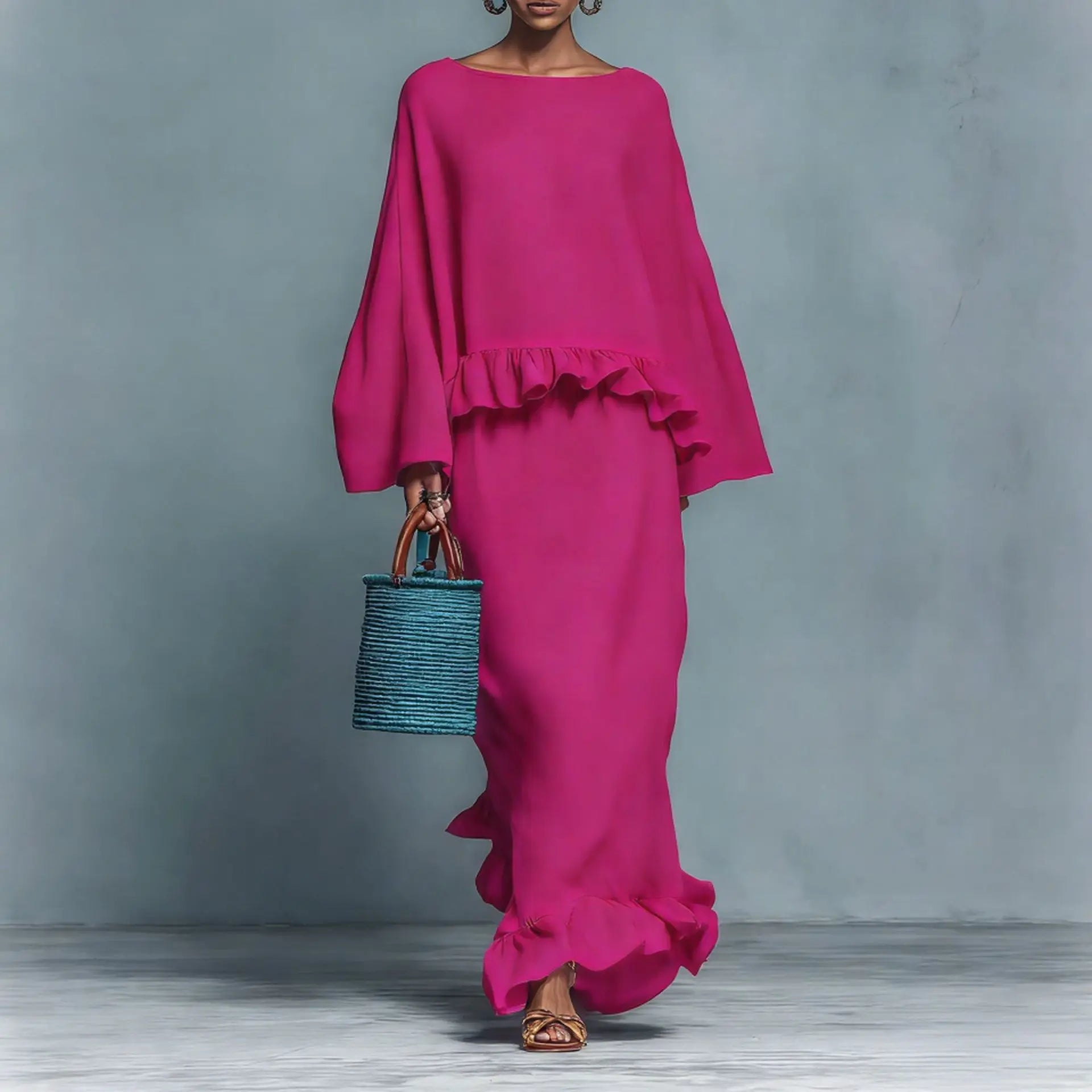 Azaria | Ruffle Top and Maxi Skirt Set