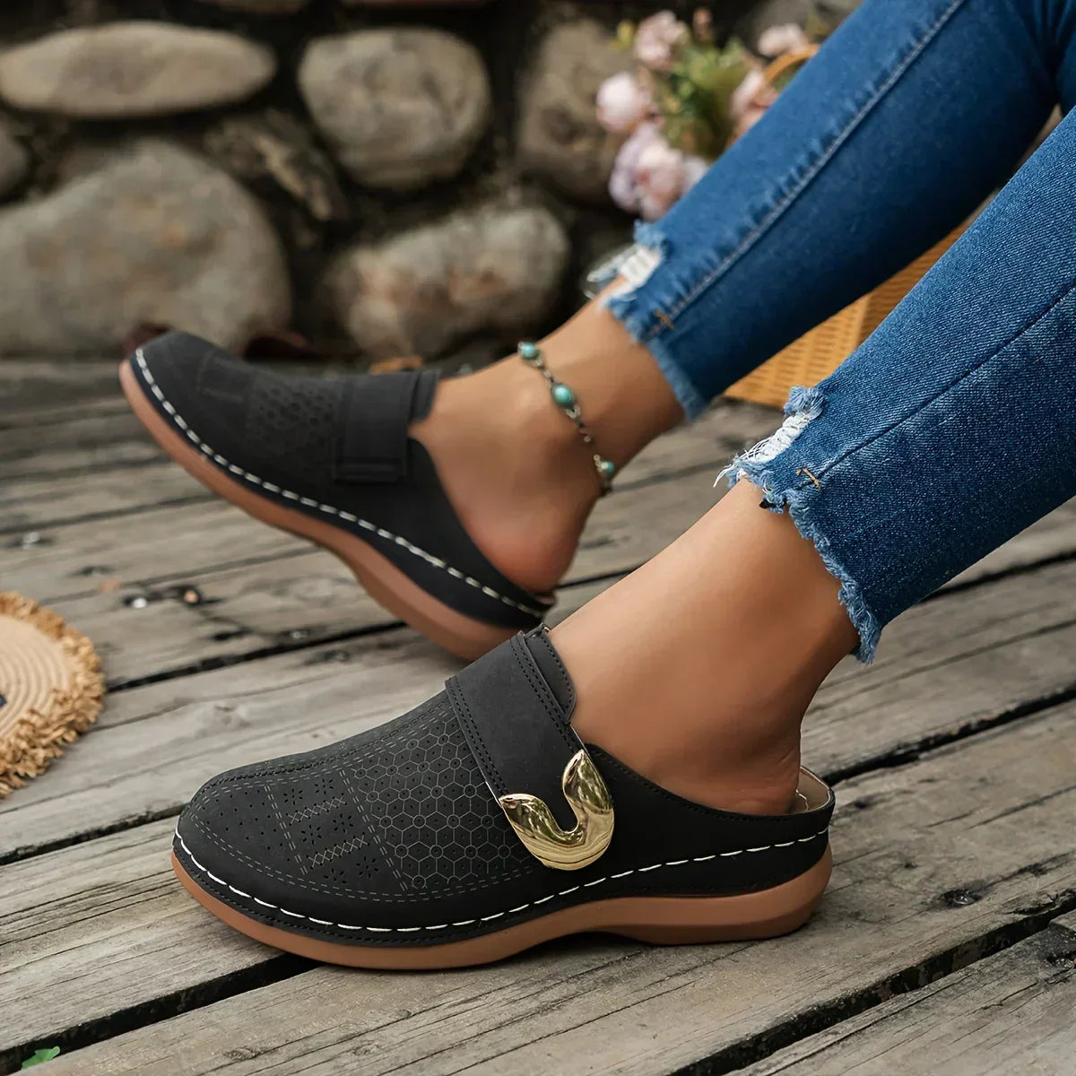 Marcella | Perforated Metal Accent Loafers