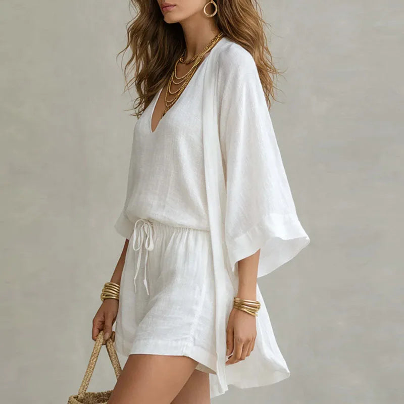 Serena | Linen Three Piece Shorts Set