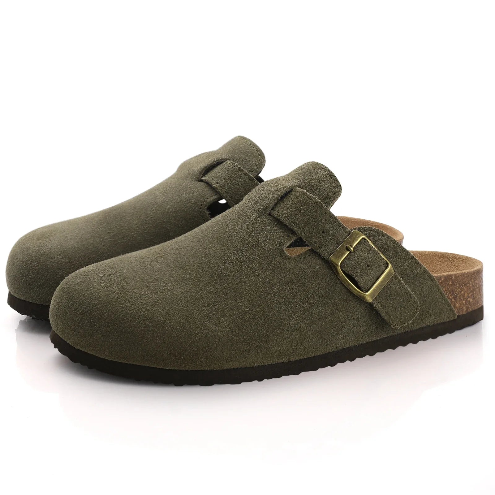 Elara | Elegant Suede Buckle Slip-On Clogs