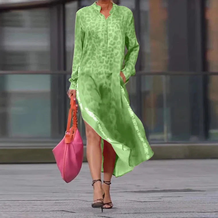 Zahara | Leopard Print Maxi Shirt Dress