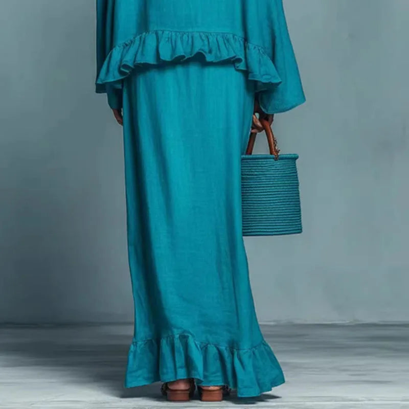 Azaria | Ruffle Top and Maxi Skirt Set