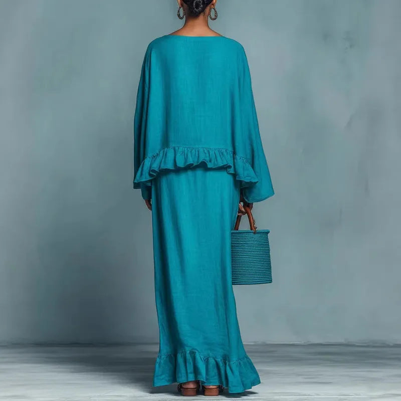 Azaria | Ruffle Top and Maxi Skirt Set
