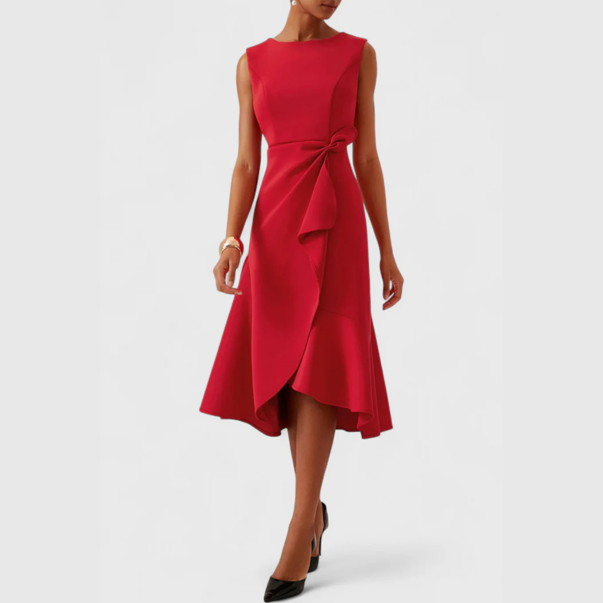 Aurora | Sleeveless Cocktail Midi Dress Wedding Guest Dress