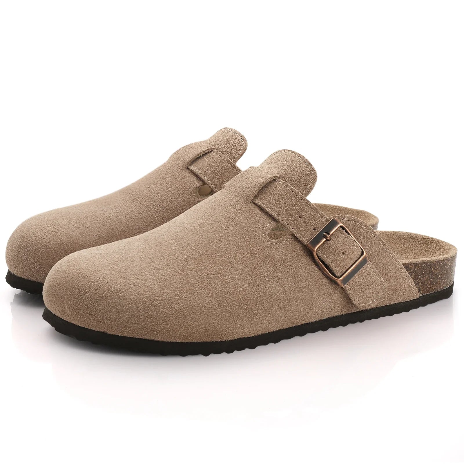 Elara | Elegant Suede Buckle Slip-On Clogs