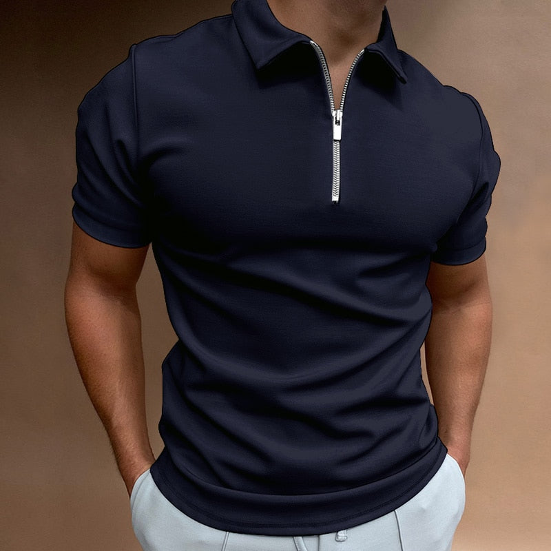 Marcus | Men's Short Sleeve Zip Polo Shirt