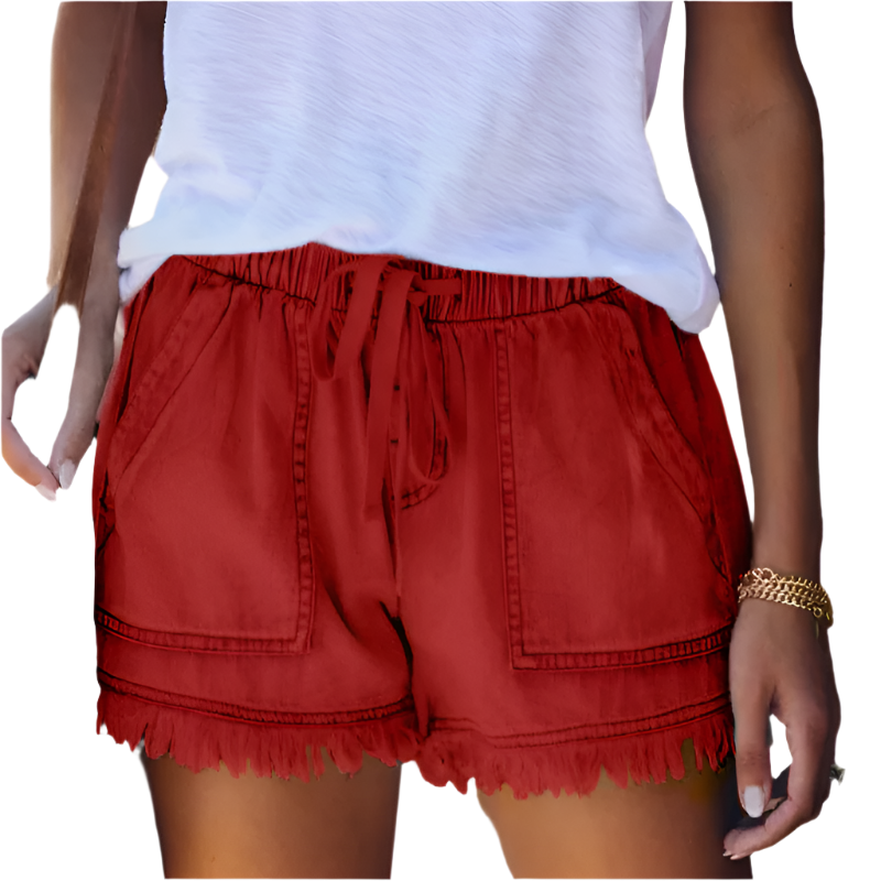 Sarielle | High-Waist Drawstring Denim Shorts