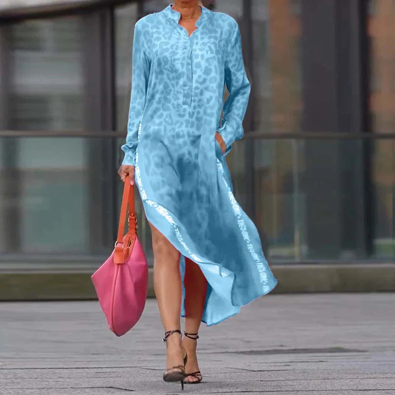 Zahara | Leopard Print Maxi Shirt Dress